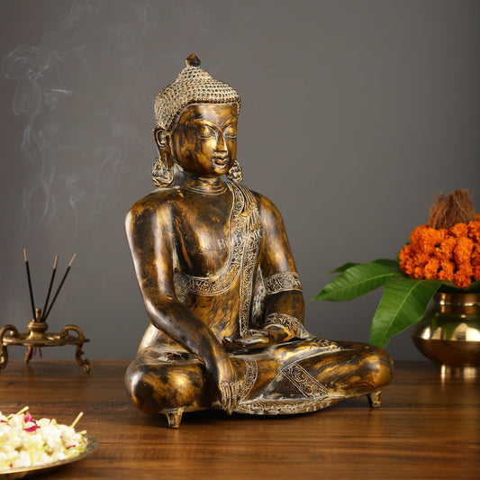 Handcrafted Fine Brass Buddha Statue | Bhoomisparsha Mudra |15"