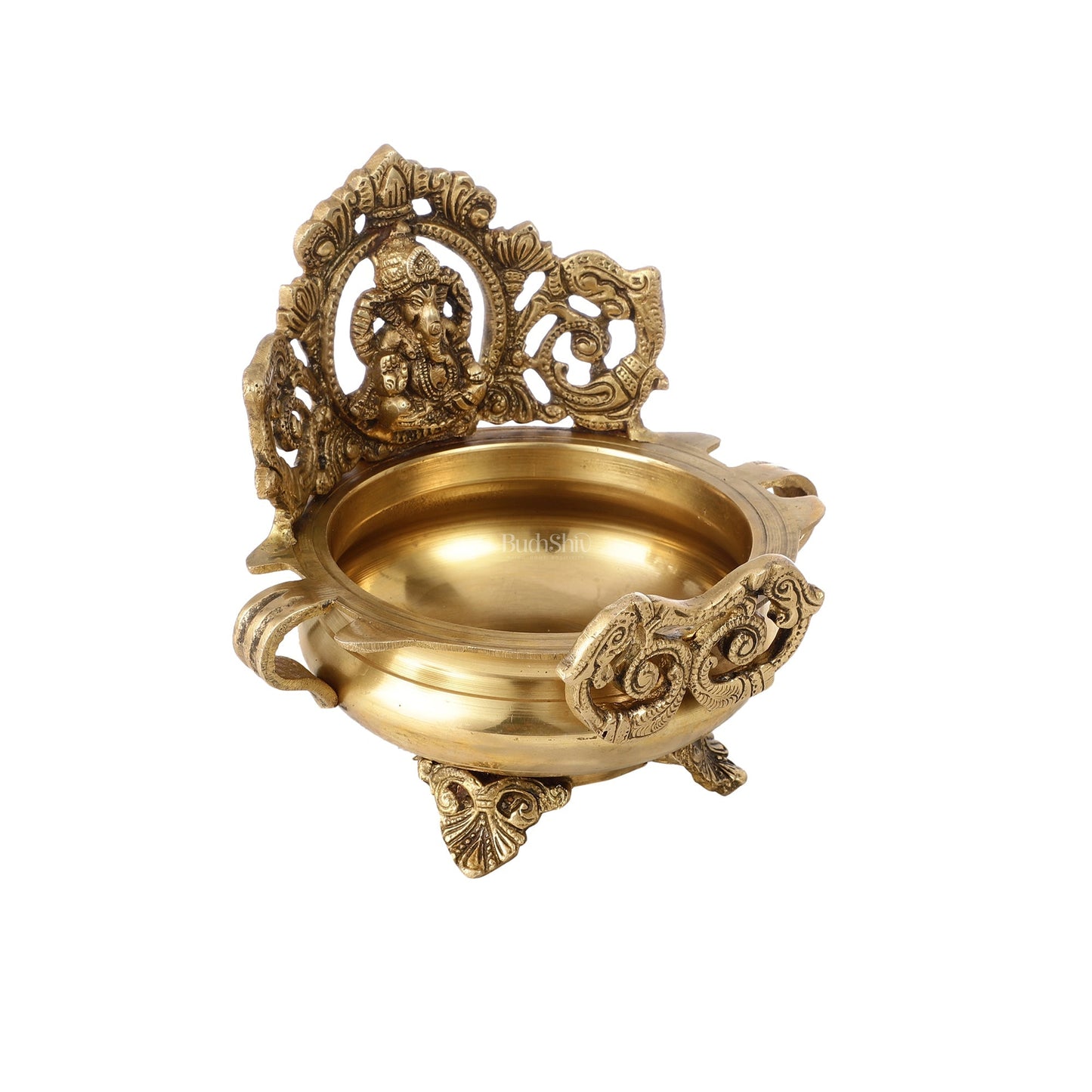 Handcrafted Fine Brass Lord Ganesha on Beautiful Urli - 7 inches