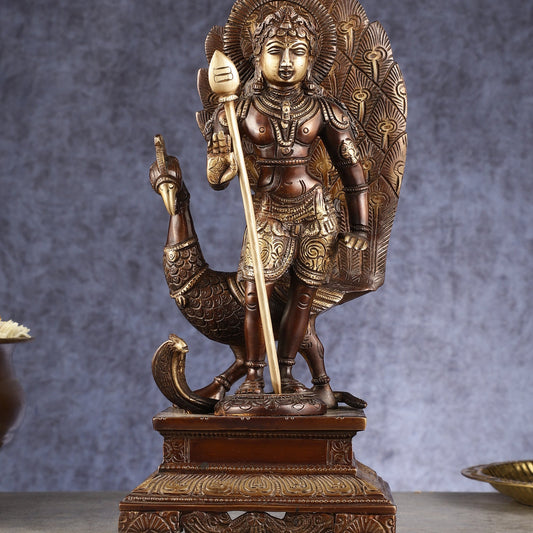Handcrafted Lord Murgan Brass Idol - 12" Chola Finish