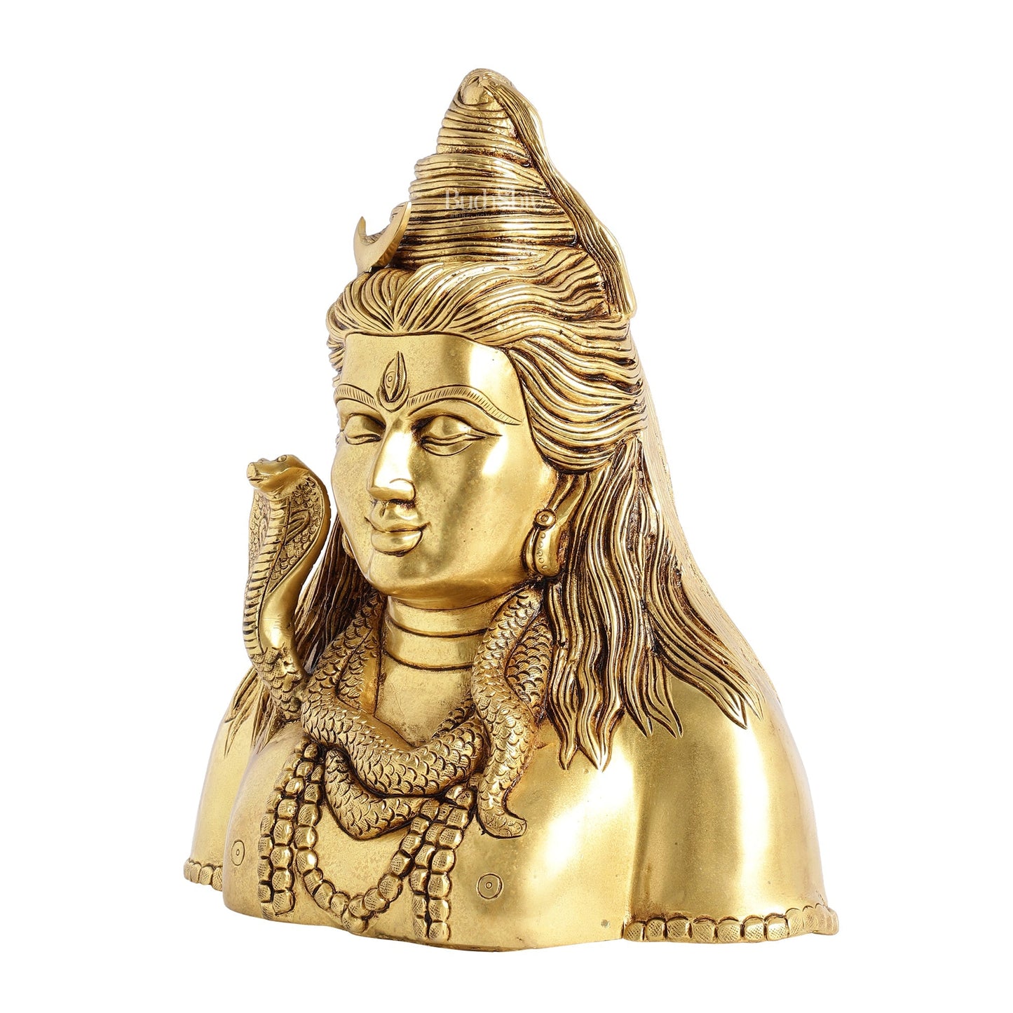 Handcrafted Lord Shiva Bust Statue - Superfine Brass 12"