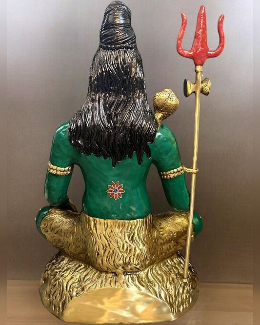 Handcrafted Nepalese Inlay Brass Lord Shiva Statue - 23 inch