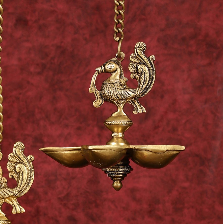 Handcrafted Pair of Brass Annam Diyas | Height 8.5 inch antique finish