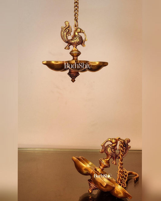 Handcrafted Pair of Brass Annam Diyas | Height 8.5 inches