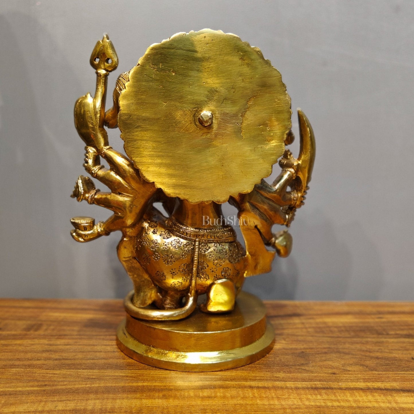 Handmade Brass Panchmukhi Hanuman Statue - Shine Finish 11inch