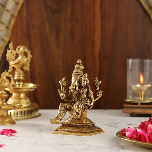 Brass Hayagriva Lakshmi Statue | 6 inch Height