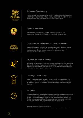 V-Guard INSIGHT-G with 5 Year Warranty BLDC Motor with Remote 1200 mm Ceiling Fan (5 Star | Elegance Brown Matte | Pack of 1)