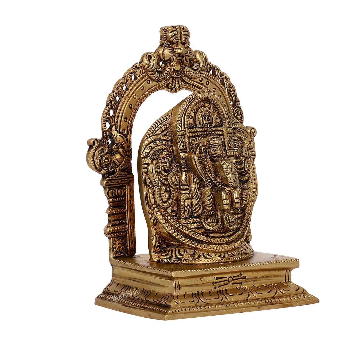 Intricate Brass Superfine Ravalnath Idol with Arch | 6" Height | Spiritual Splendor