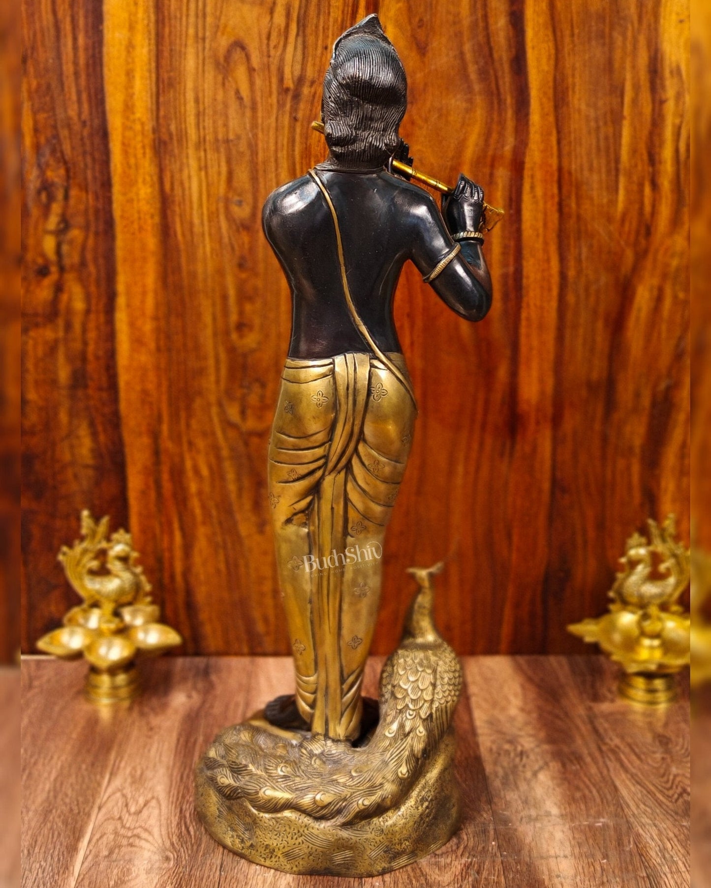 Krishna Murlidhar Brass Idol | Height 29 Inches | Black and Gold Finish