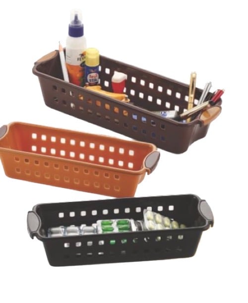 Bliss 35cm Plastic Multipurpose Storage Basket, Desk Organizer Tray Drawer Dividers Storage Bins for Kitchen, Bathroom, Office, Makeup, Bedroom Dresser Multicolor (35 x 12.5 x 7.5 cm) Pack of 2