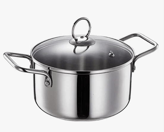 Praylady Dura Plus Stock Pot with Glass Lid, 16 cm, Silver, Small