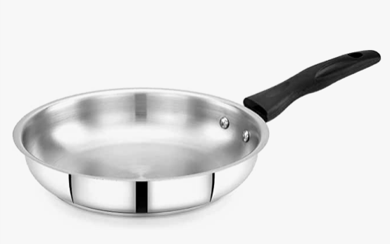 PRAYLADY 3 PLY POTS & Pans Series FRYPAN 20 cm | Stainless Steel Cookware - Fry Pan Stainless Steel - Stainless Steel Frying Pan Stainless Steel Pan for Cooking - Gas, Induction Pan - Silver