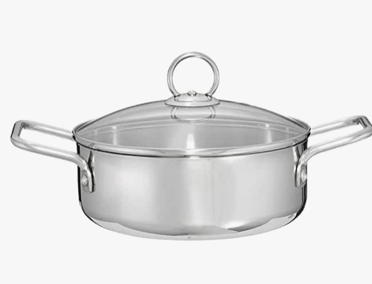 Praylady Dura Plus Shallow Pot with Glass Lid (20 cms)