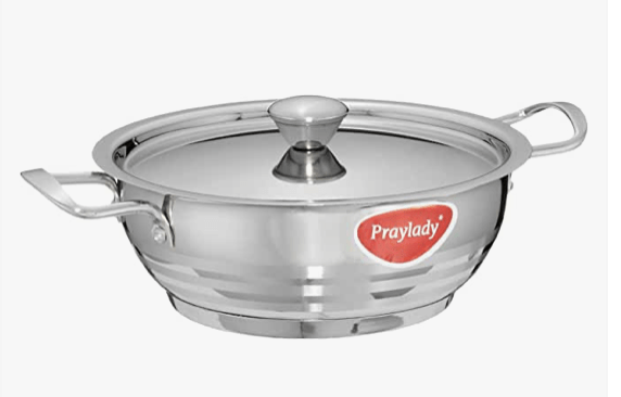 Praylady - 50007 5 Ply Base Smart Series Kadai, 1.4 Liter, Silver