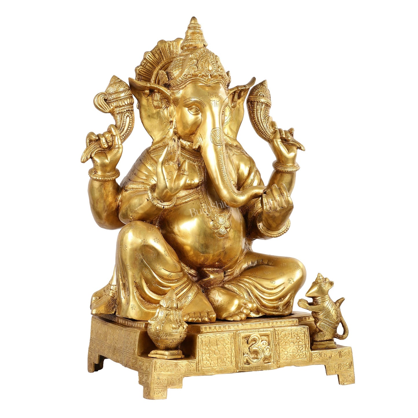 Large Pure Brass Ganesha Statue - 24"