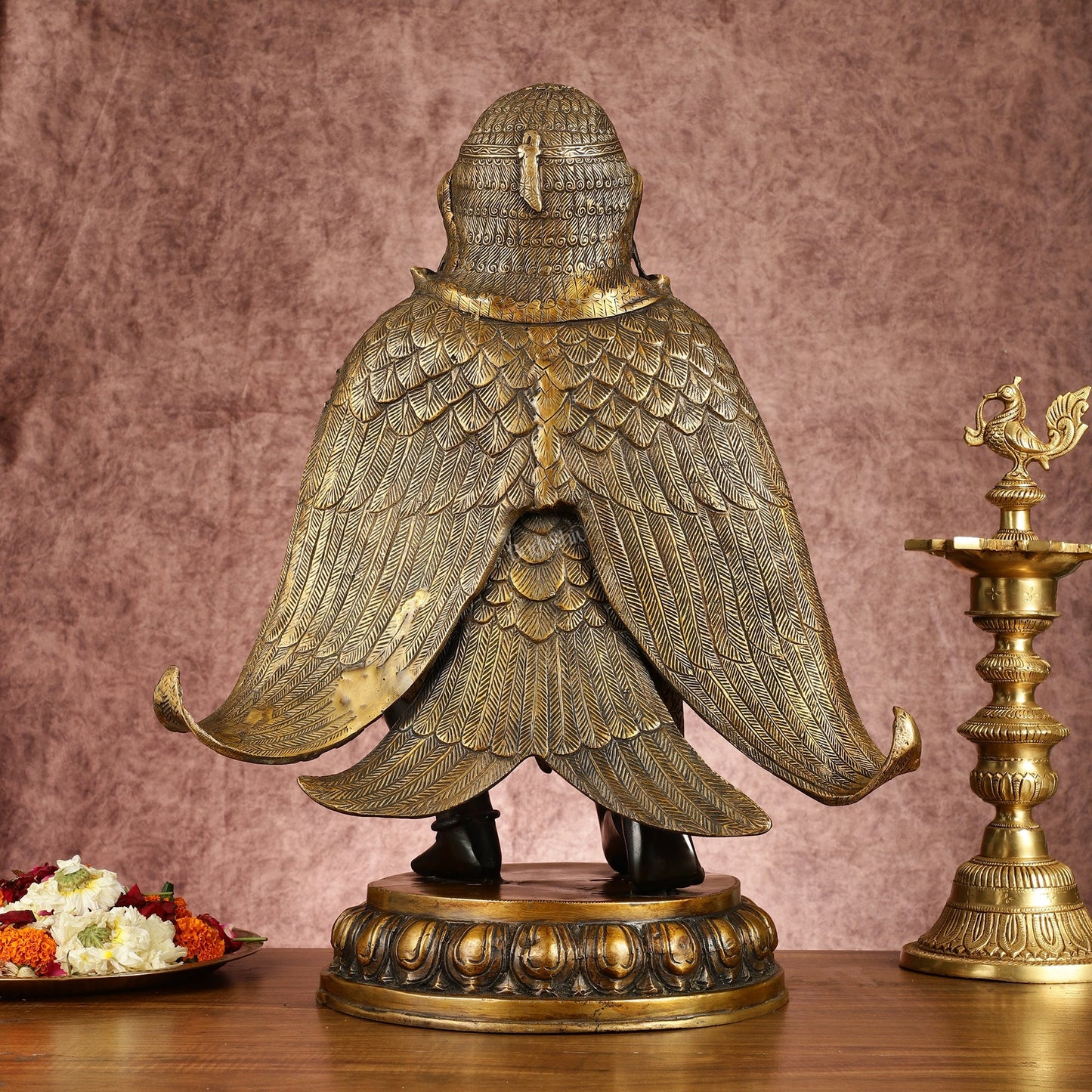 Large Pure Brass Garuda Statue - Black Permanent Heat Treated Finish, 21" Tall, 16kg