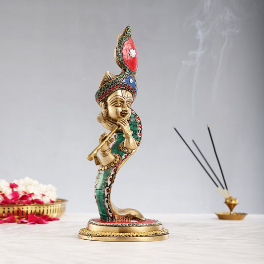 Lord Krishna Brass Idol - Modern Design - Ideal Showpiece - 13.5 inch