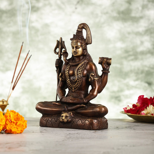 Lord Shiva brass idol in Meditation posture with 8.5 inch