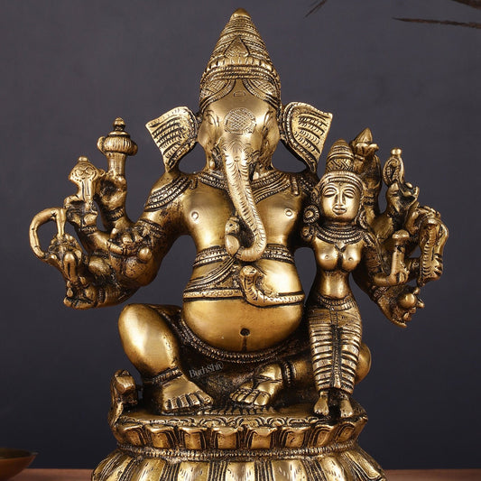 Maha Ganapati uchista Shakti Ganesha Brass Statue 9"
