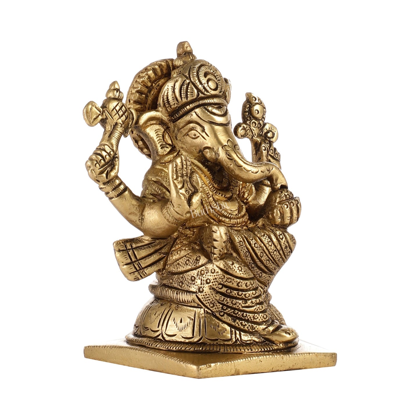 Majestic Brass Ganesha Idol | Height 4 inch