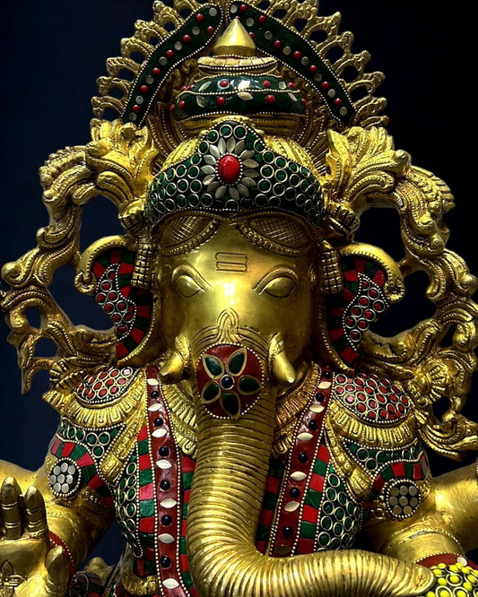 Majestic Brass Ganesha Lakshmi Large Sized idols 26"