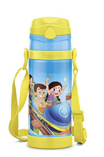 Milton Campy 650 Chota Bheem Stainless Steel Insulated Water Bottle, 410 ml, Sky Blue