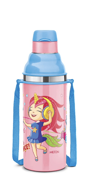 Milton Kool Stunner 400 Insulated School Kids Bottle with Inner Steel, 420 ml, Pink, Stainless Steel, Pack of 1 Bottle