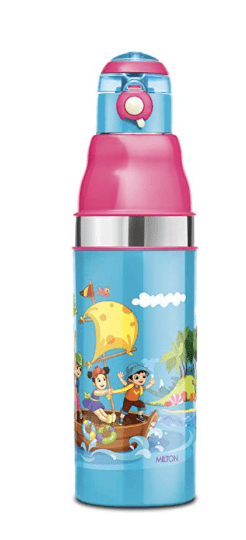 Milton Kool Stunner 600 Insulated Inner Steel Water Bottle for Kids, 520 ml, Blue (Pack of 1)