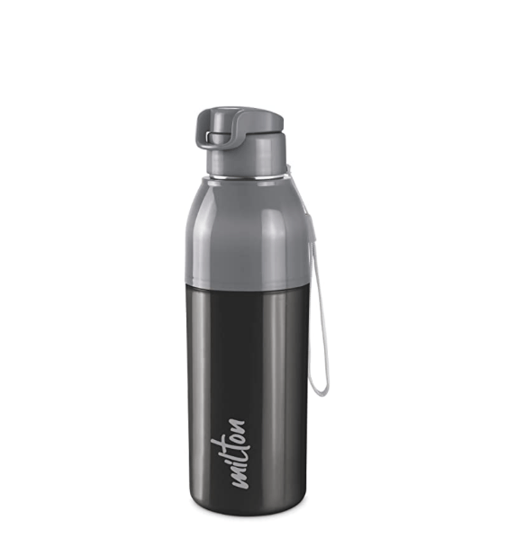 MILTON Inner Steel, Outer Plastic Convey 600 Insulated Inner Steel Water Bottle (520 ml, Black)