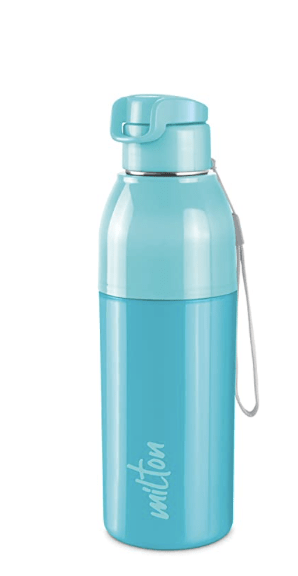 Milton Steel Convey 600 Insulated Inner Steel Water Bottle, 520 ml, Cyan | Kids Water Bottle | School | Picnic