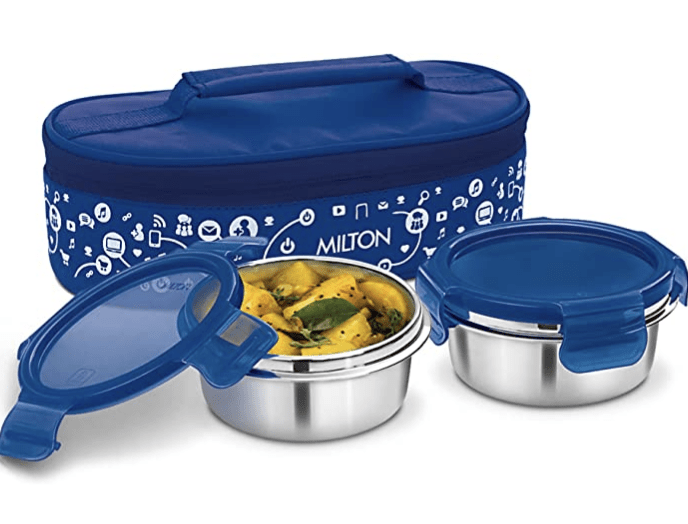 Milton Lifestyle Lunch Stainless Steel Lunch Box, 2 Containers, Blue
