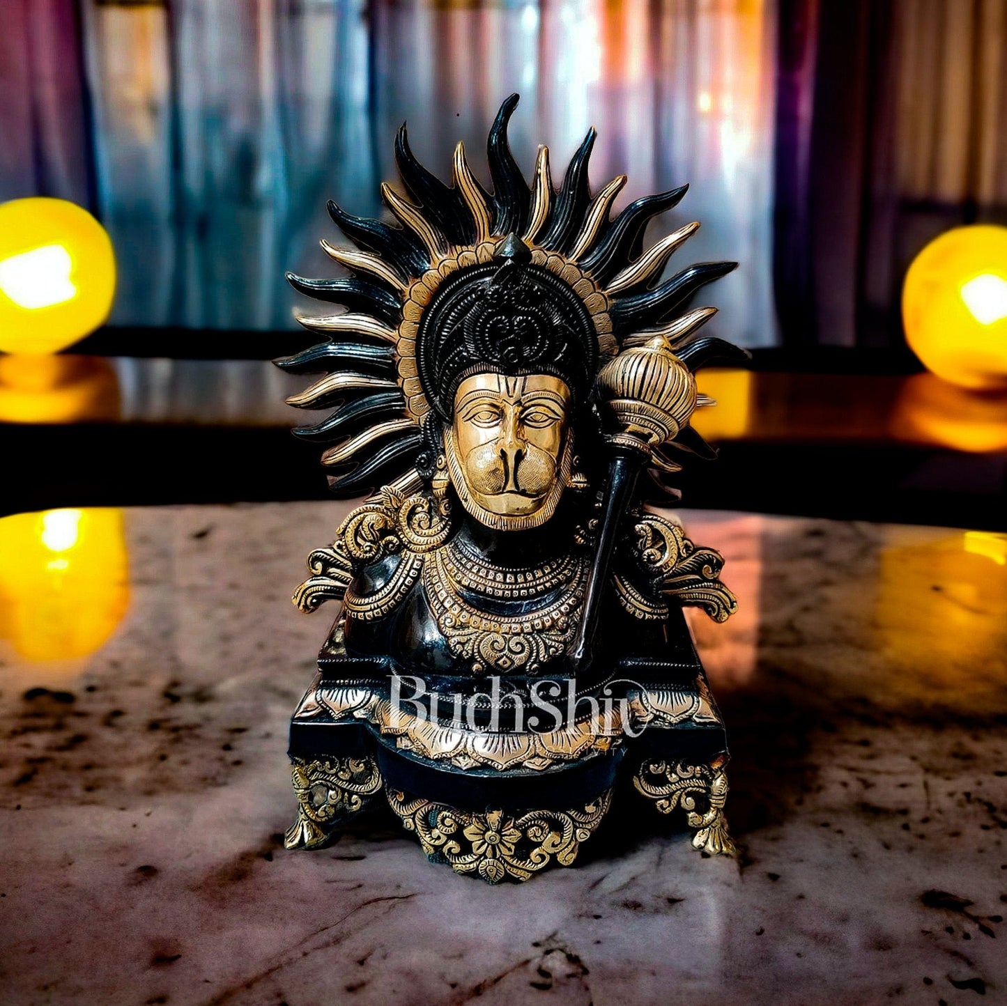 Modern Brass Hanuman Table Accent | 14" Height | Unique Design