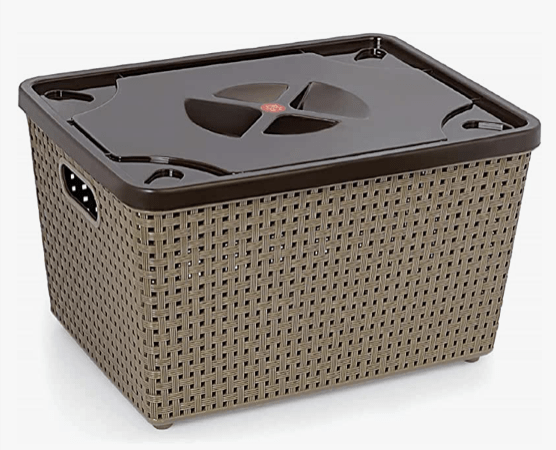 Nakoda 666 Dune Storage Basket With Lid Multipurpose Use for Kitchen & Home Organiser Box for Fruits Vegetables, Toys, Stationary items, Color May Vary, (336 x 253 x 178)