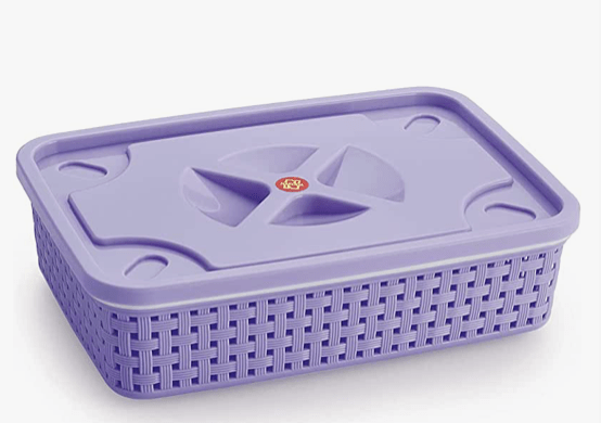 Nakoda 111 Pearl Storage Basket With Lid Multipurpose Use for Kitchen & Home Organiser Box for Fruits Vegetables, Toys, Stationary items, Color May Vary, (236 x 164 x 67)