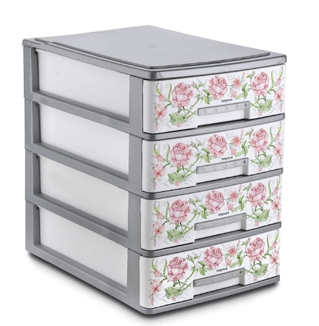 Nayasa Tuckins Plastic Drawer- 4 Piece (White, 18.4 cm x 26.7 cm x 25.4 cm), Rectangular