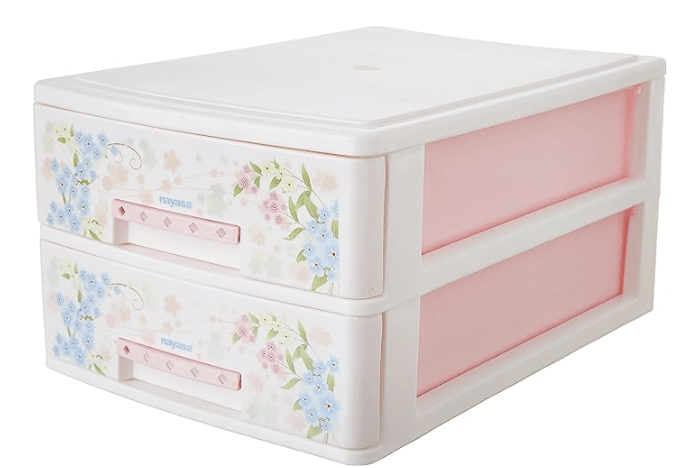 Nayasa Plastic Tuckins 2 Pieces Drawer (Pink, 19.5 cm x 27.5 cm x 14 cm)