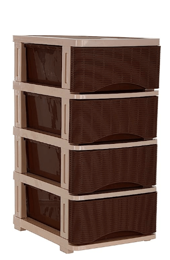 Nayasa Plastic Tuckins, 4 Drawers, Cane Brown - by AAROHI13, Rectangular, Set of 1