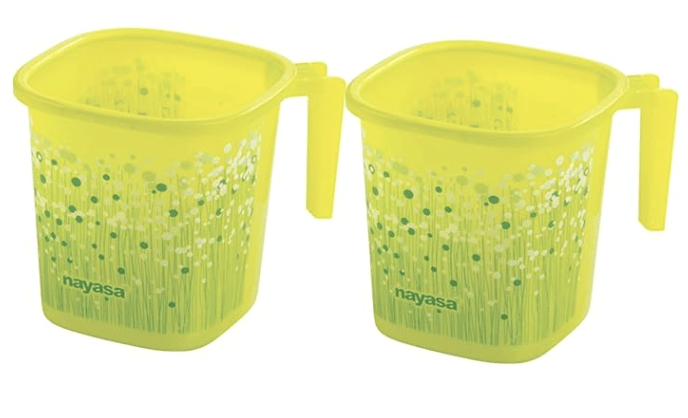 Nayasa Plastic Funk Square Mug, Blue, 2Pcs Set.