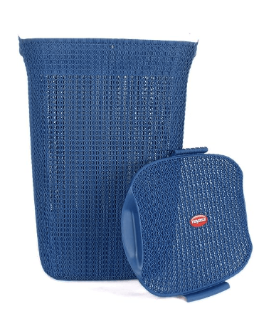 नयासा रस्सी प्लास्टिक कपड़े धोने की टोकरी 54 लीटर 45.5 सेमी x 35 सेमी x 61.7 सेमी | नीला