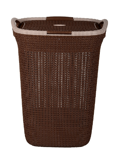 नयासा रस्सी प्लास्टिक कपड़े धोने की टोकरी 54 लीटर 45.5 सेमी x 35 सेमी x 61.7 सेमी | भूरा