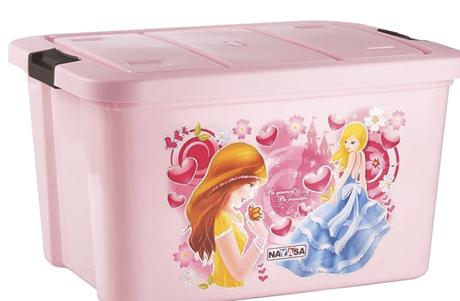Nayasa Plastic Rectangular Toy Box (4010, Pink, Standard)