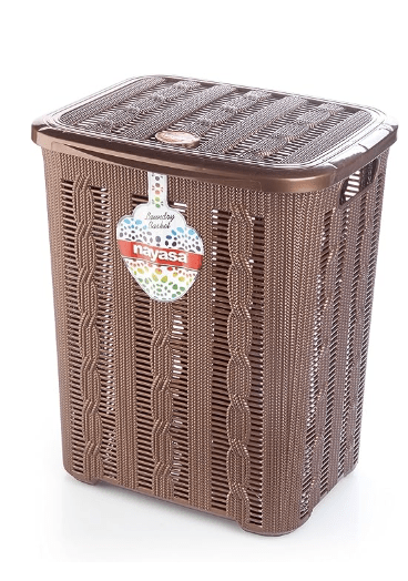 Nayasa बुनाई प्लास्टिक लांड्री बास्केट 65 लीटर 45.3 सेमीx38 सेमीx56.3 सेमी|भूरा