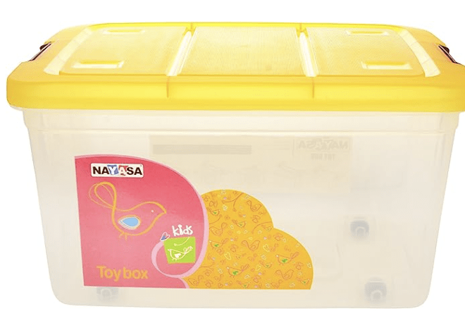 Nayasa Toy Box with Lid, 25 Litres, Transparent