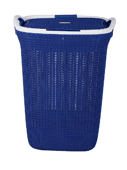 नयासा रस्सी प्लास्टिक कपड़े धोने की टोकरी 44 लीटर 45.5 सेमी x 35 सेमी x 50 सेमी | नीला