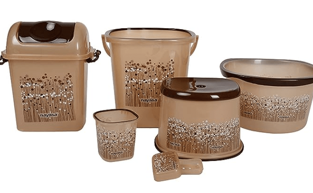 Nayasa Square DLX Bathroom Set - 6 Pcs Set -Big - Brown