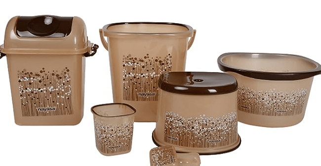 Nayasa Plastic Bathroom Set -Brown - 6 Piece