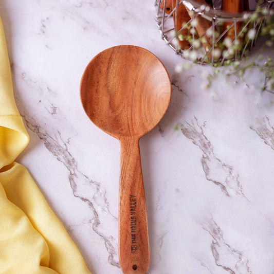 Neem Wood Cooking Ladle - Serve (Round | 23CM | Handmade | 100% Natural Neem Wood)