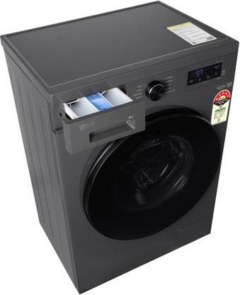 LG 8 kg 5 Star, Inverter Direct Drive Technology, Wi-Fi Enabled, 6 Motion DD, Steam Fully Automatic Front Load Washing Machine with In-built Heater Grey, Black (FHB1208Z4M)