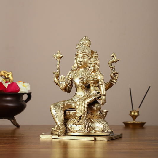 Panchaloha Pure Bronze Shiva and Parvati Idol - 9"