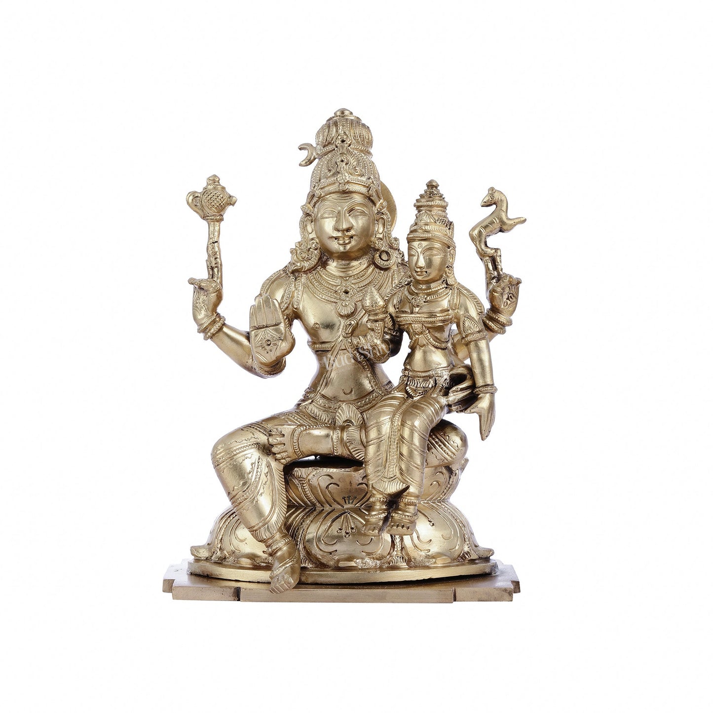 Panchaloha Pure Bronze Shiva and Parvati Idol - 9"