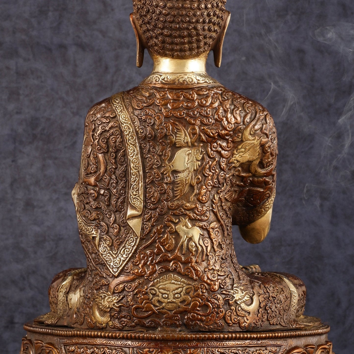 Pure Brass Blessing Buddha Statue - 17" | Dual Tone Beauty